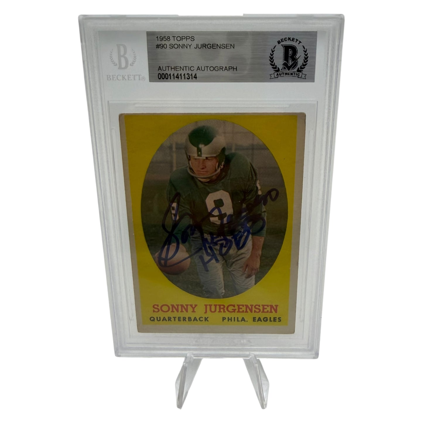 Sonny Jurgensen Signed Philadelphia Eagles 1958 Topps Rookie Trading Card Beckett Slabbed