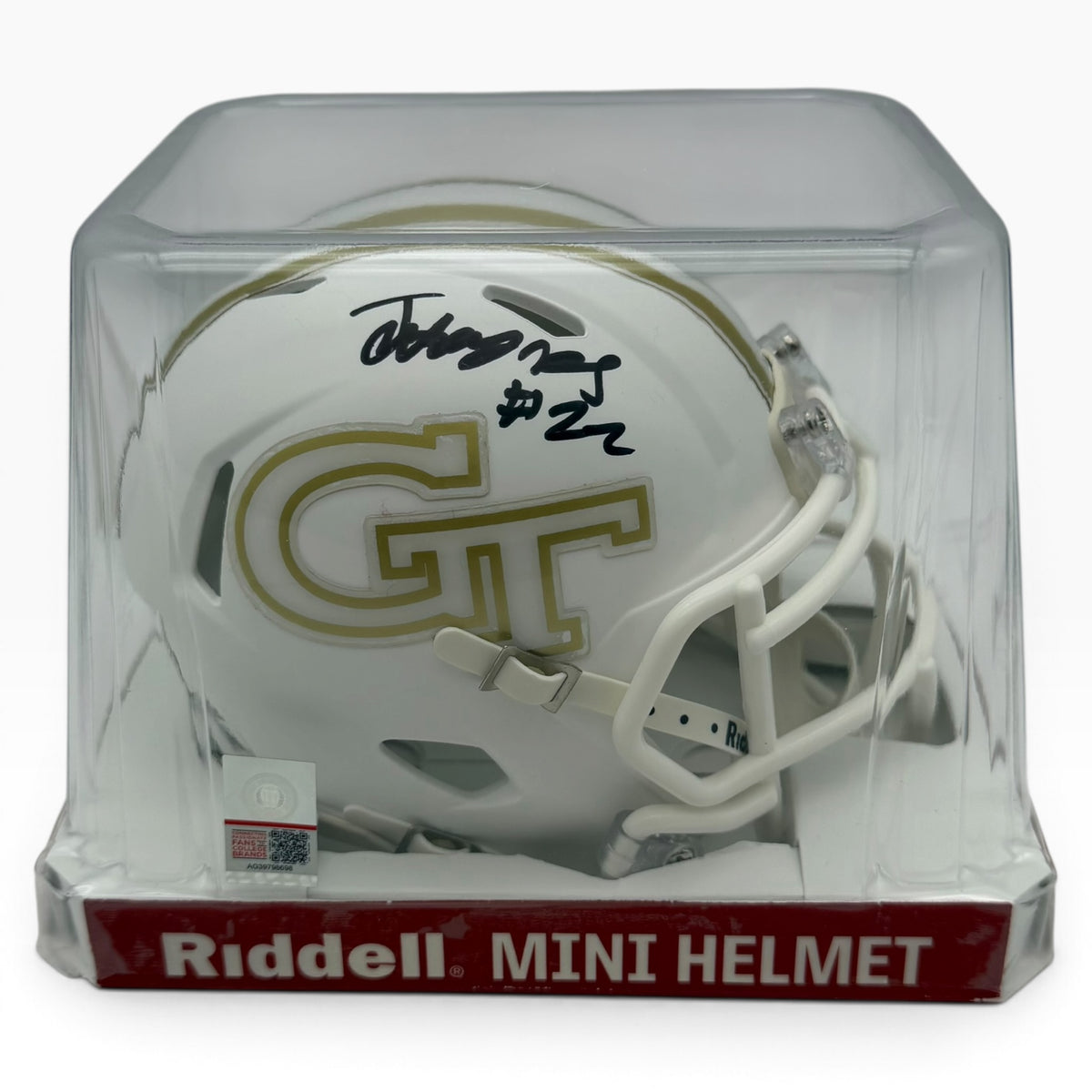 Justice Haynes Signed Georgia Tech Yellow Jackets White Speed Mini Helmet