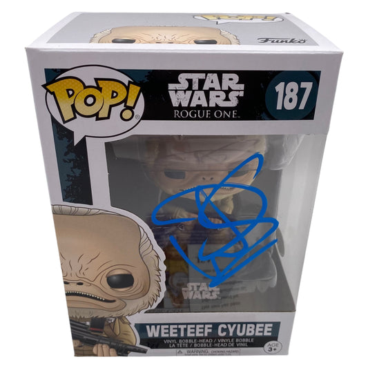 Funko Pop! Weeteef Cyubee Star Wars Rogue One #187 Signed by Warwick Davis