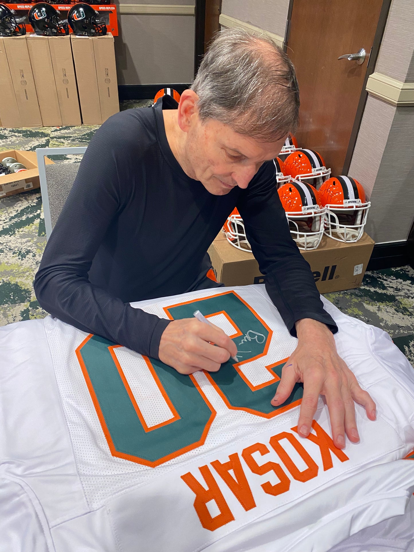 Bernie Kosar signed White #20 Stitched Jersey - Miami Hurricanes QB