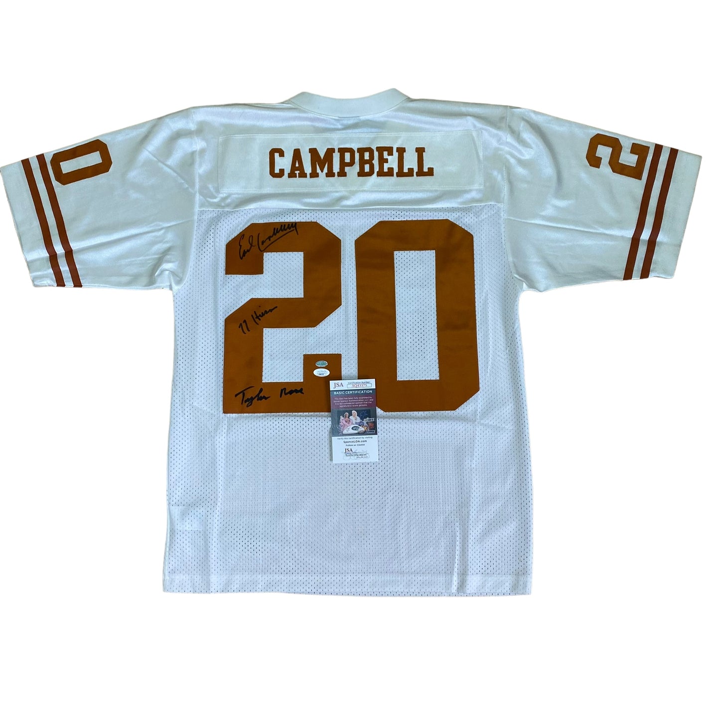 Earl Campbell Signed White #20 Nike Authentic Jersey - Texas Longhorns RB