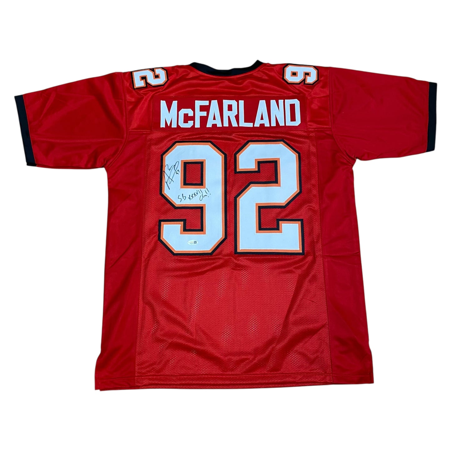 Anthony Booger McFarland Signed Red #92 Stitched Jersey - Tampa Bay Buccaneers DL
