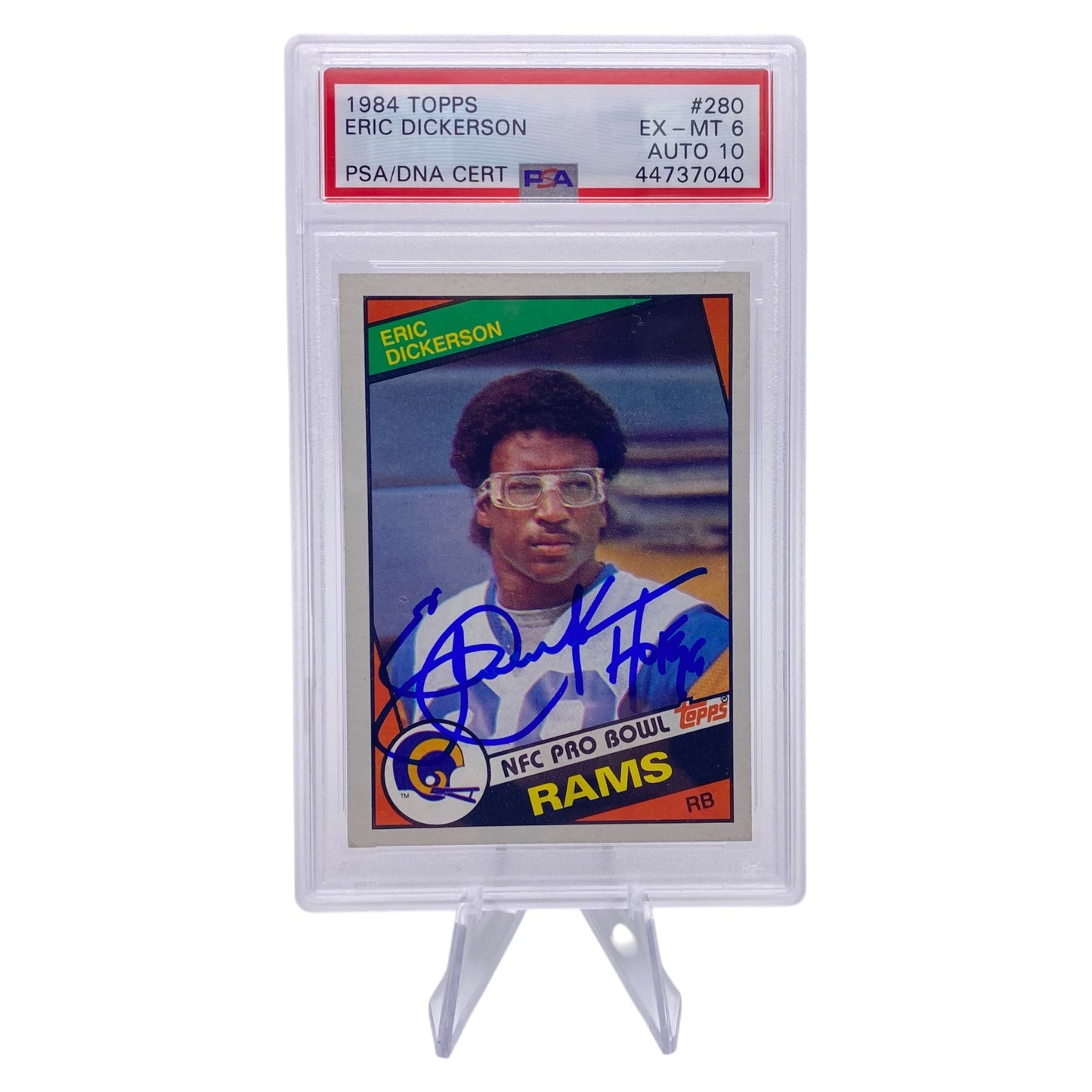 Eric Dickerson Signed 1984 Topps #280 Los Angeles Rams Rookie Card PSA/DNA 6 Autograph 10