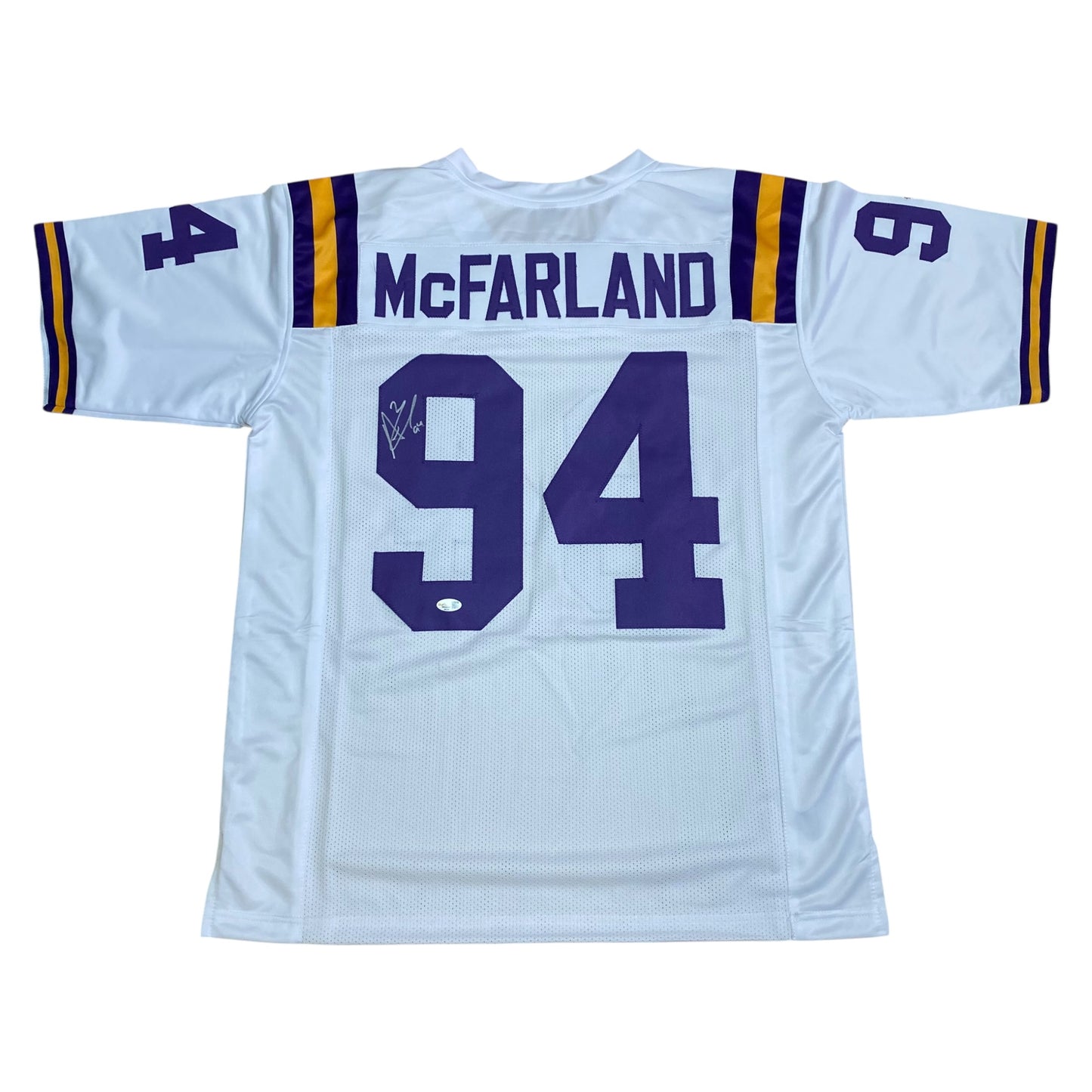 Anthony Booger McFarland Signed White #94 Stitched Jersey - LSU Tigers DL