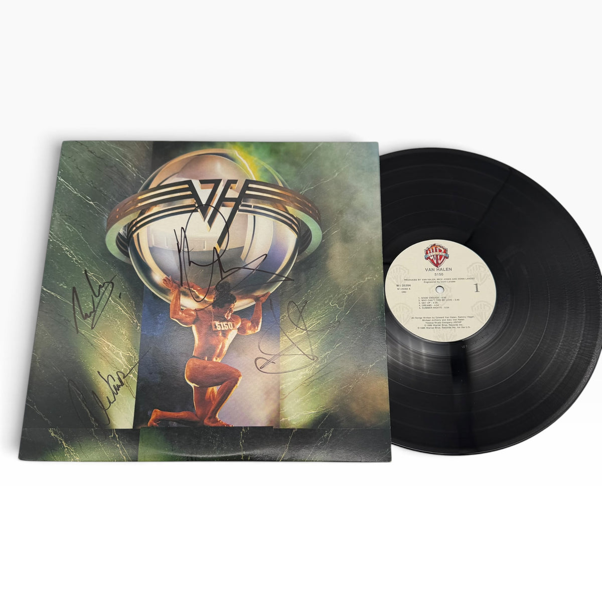 Van Halen 5150 Eddie Van Halen, Alex Van Halen, Sammy Hagar, Michael Anthony Signed Vinyl Record Album Cover
