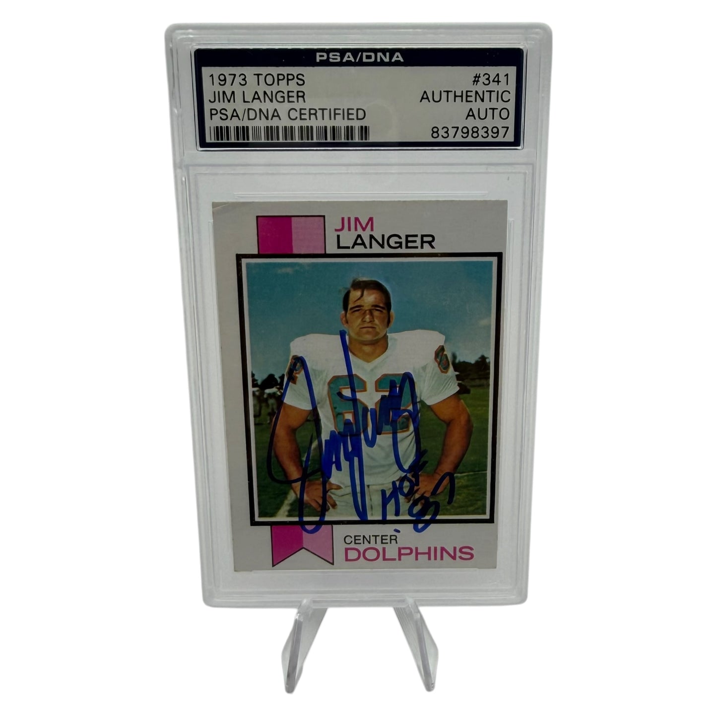 Jim Langer Signed Miami Dolphins 1973 Topps Rookie Trading Card PSA/DNA Slabbed