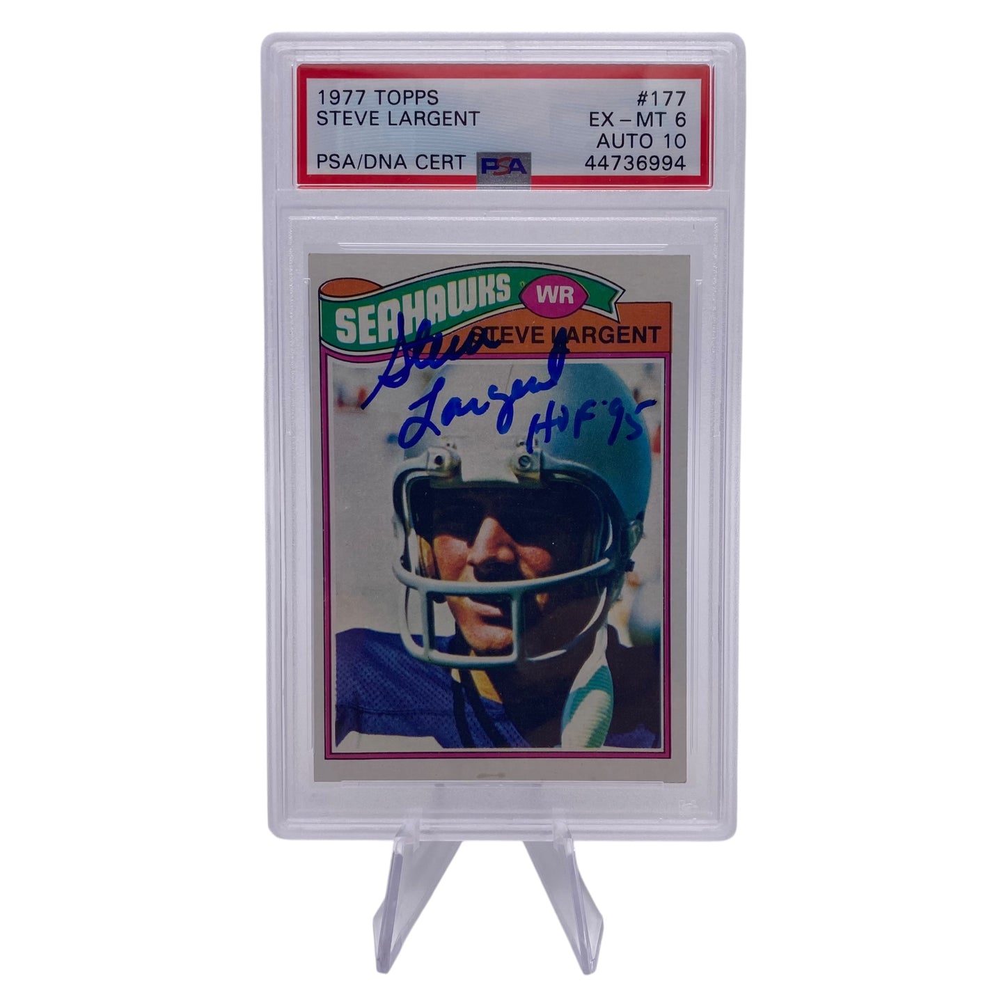 Steve Largent Signed 1977 Topps #177 Seattle Seahawks Rookie Card PSA/DNA 6 Autograph 10