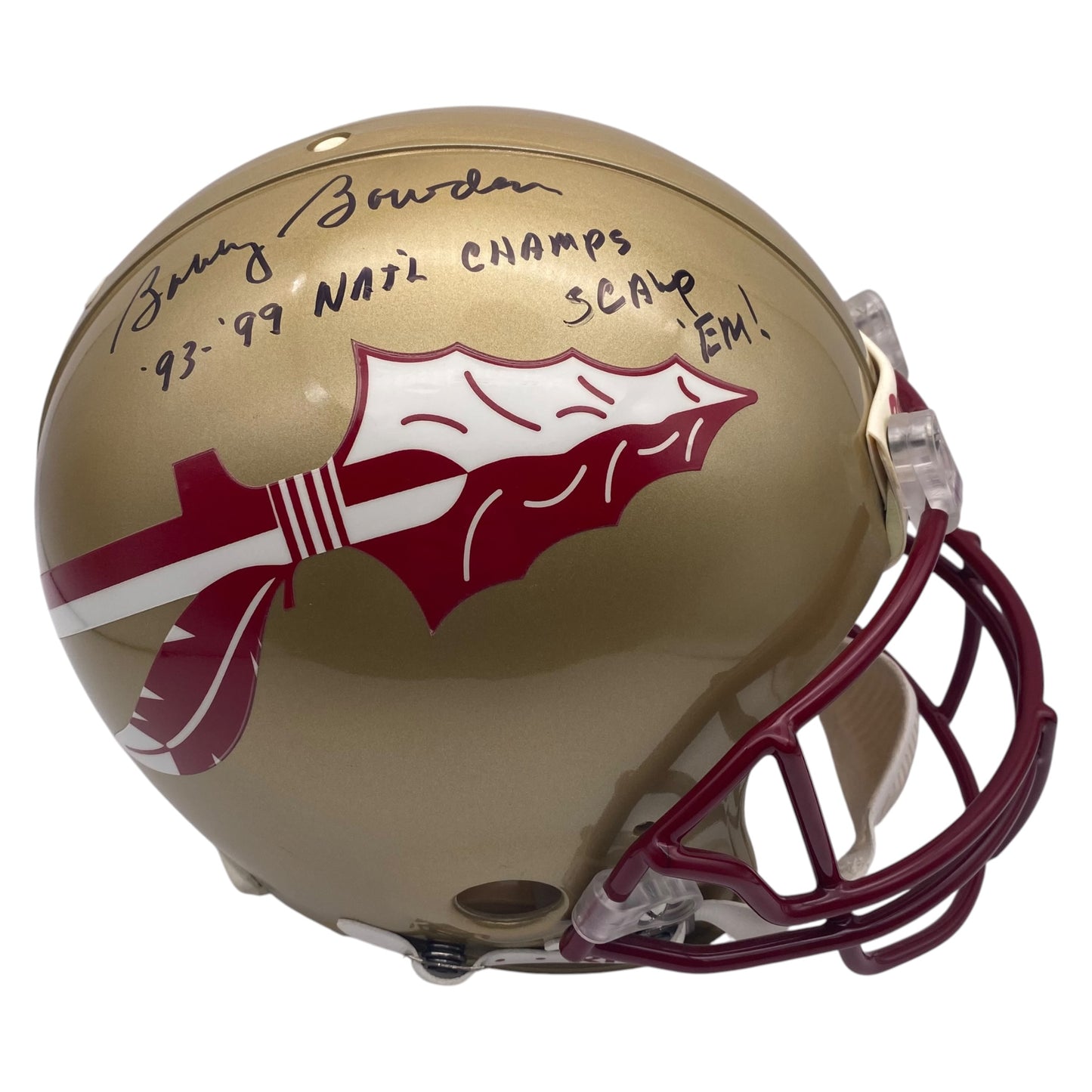 Coach Bobby Bowden 93 99 National Champs Scalp 'Em Signed Florida State Seminoles Full Size Authentic Football Helmet