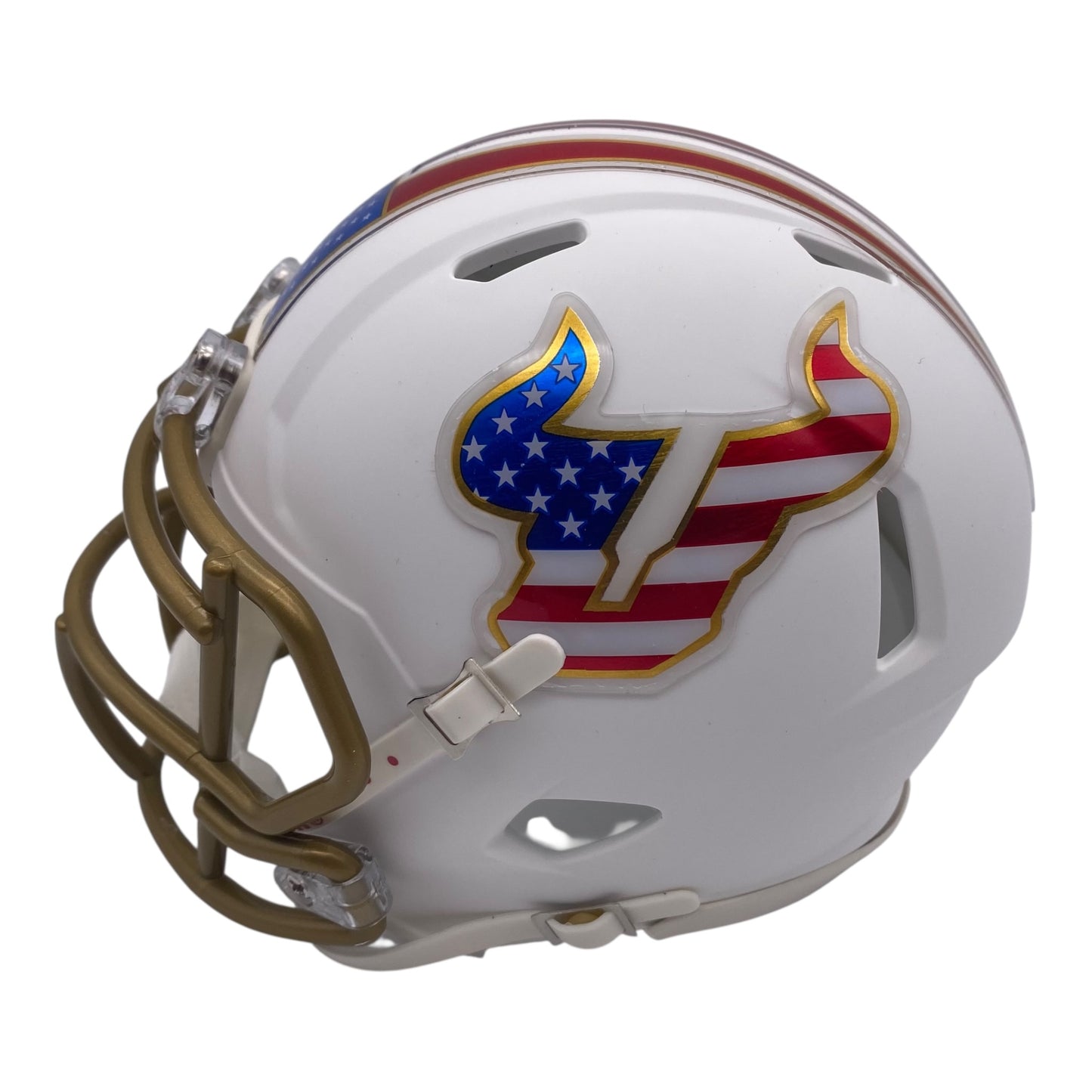 Brian Hartline Signed University of South Florida USF Bulls Stars and Stripes Speed Mini Helmet