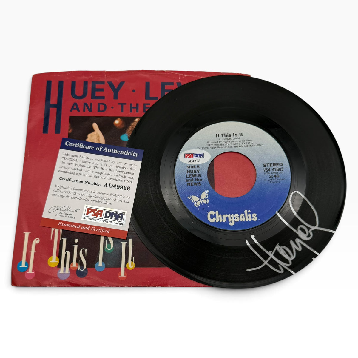 Huey Lewis Signed Huey Lewis & The News If This is It 45
