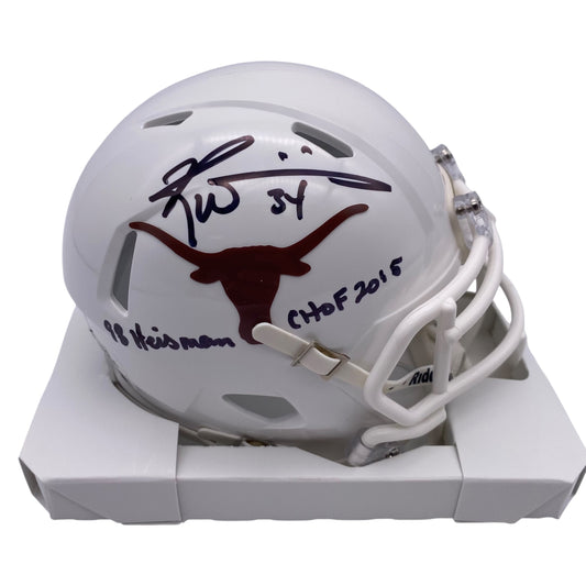 Ricky Williams Signed Texas Longhorns Mini Speed Football Helmet 98 Heisman 2015 CHOF