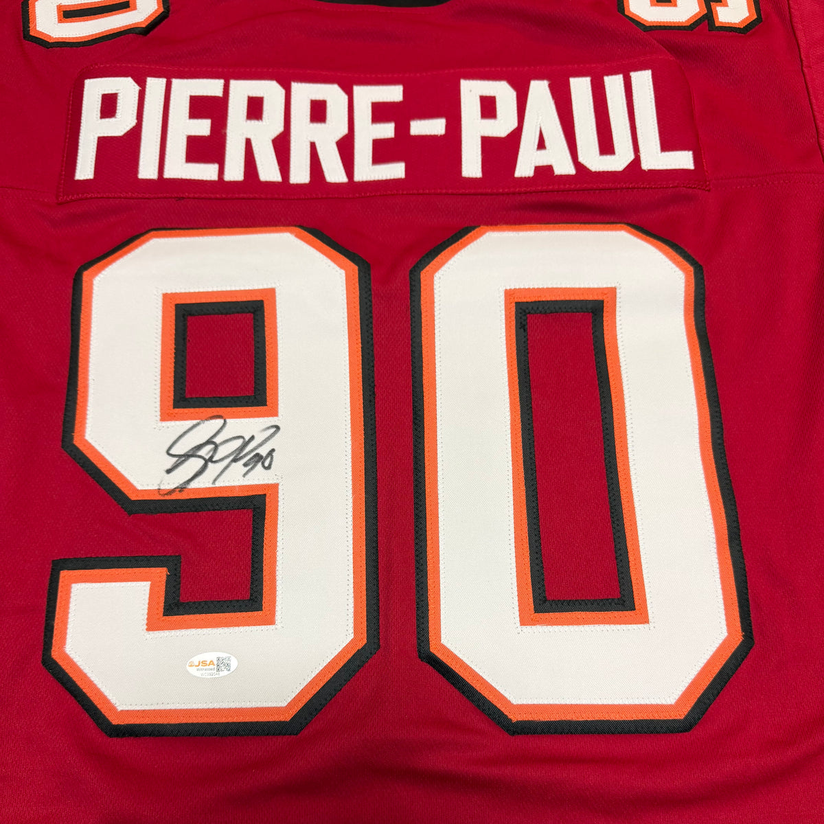Jason Pierre-Paul Signed Red #90 Jersey - Tampa Bay Buccaneers Edge