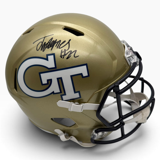 Justice Haynes Signed Georgia Tech Yellow Jackets Gold Speed Full Size Replica Helmet