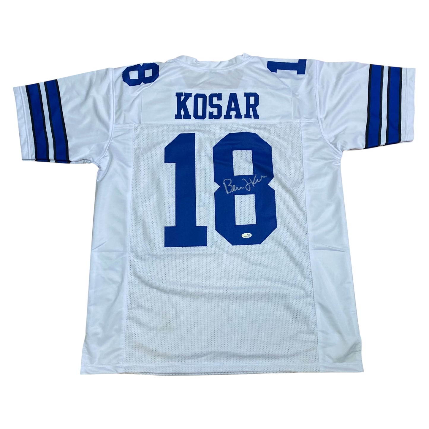 Bernie Kosar signed White #18 Stitched Jersey - Dallas Cowboys QB