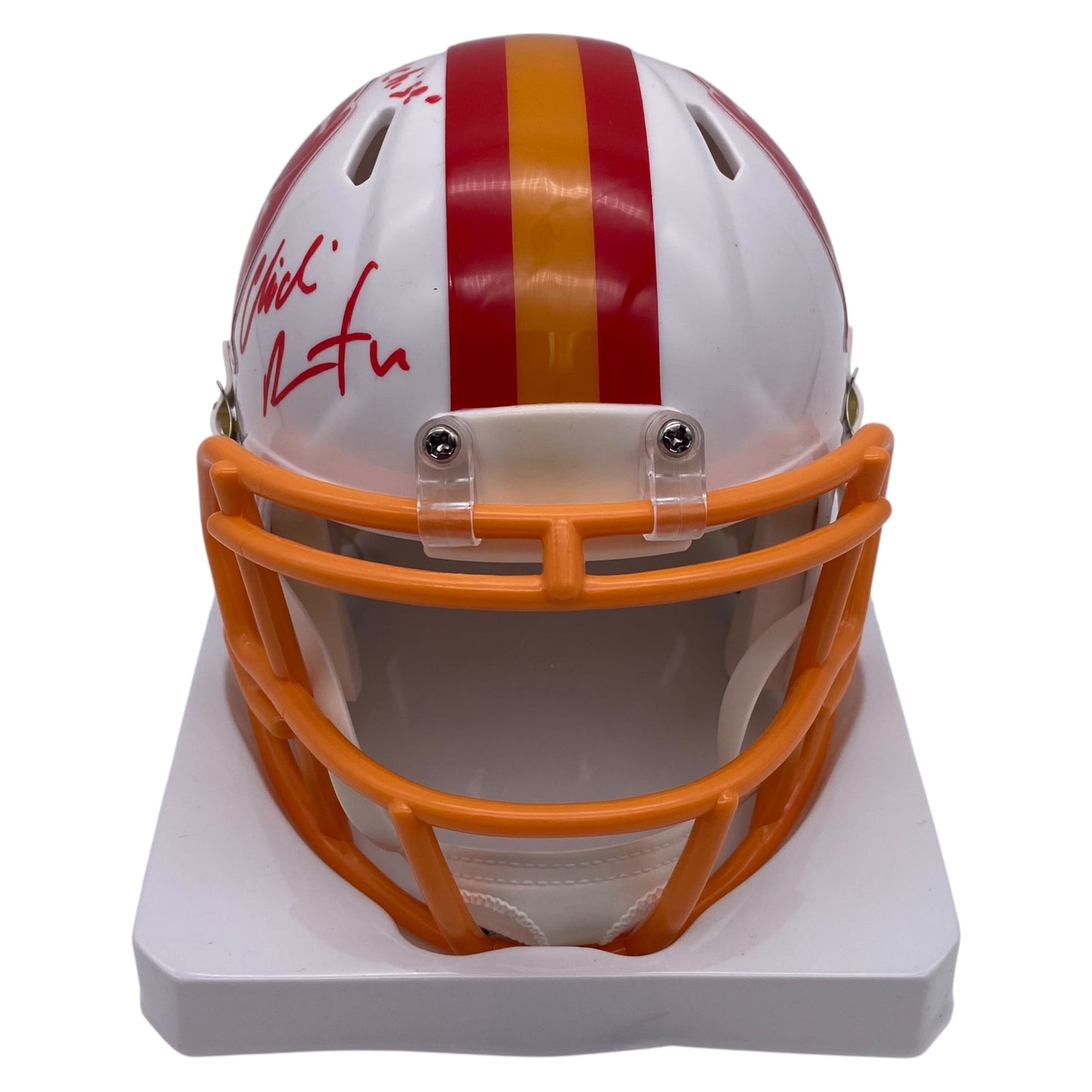 Chidi Ahanotu Signed Tampa Bay Buccaneers Throwback Mini Speed Football Helmet