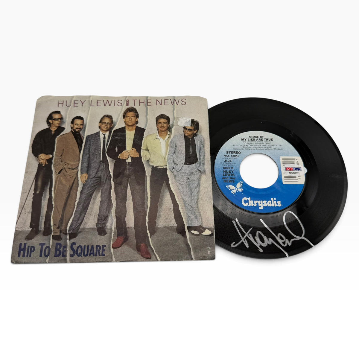 Huey Lewis Signed Huey Lewis & The News Hip to Be Square 45