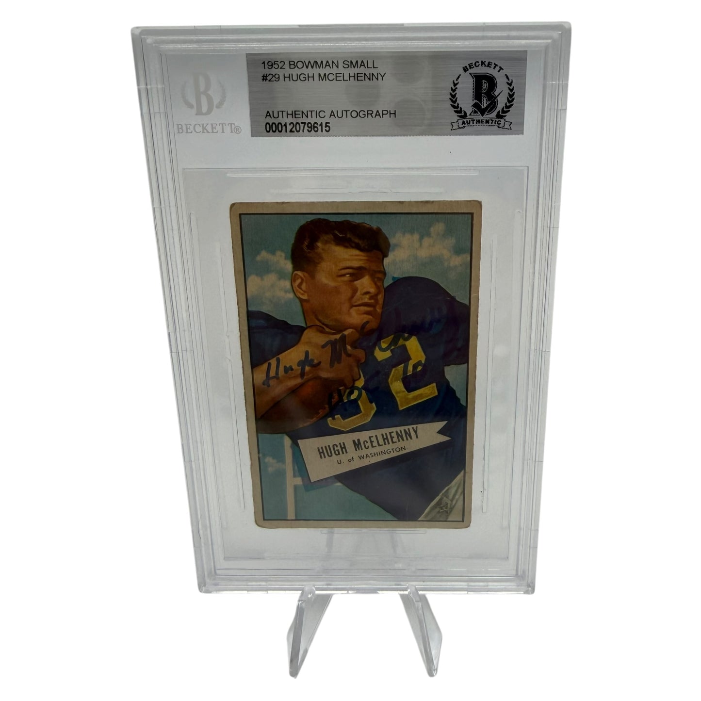 Hugh McElhenny Signed San Francisco 1952 Bowman Small Rookie Trading Card Beckett Slabbed