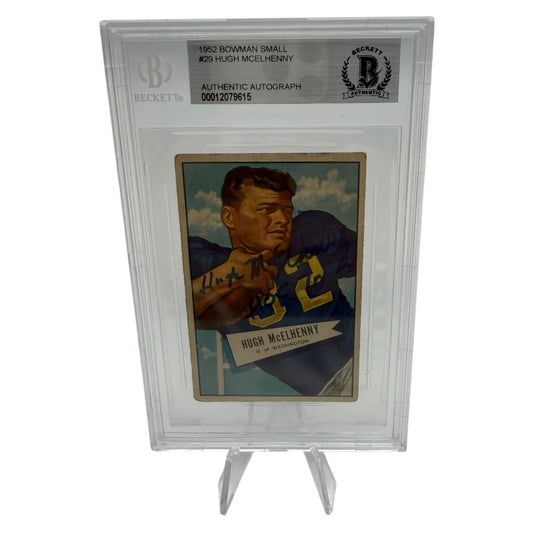 Hugh McElhenny Signed San Francisco 1952 Bowman Small Rookie Trading Card Beckett Slabbed