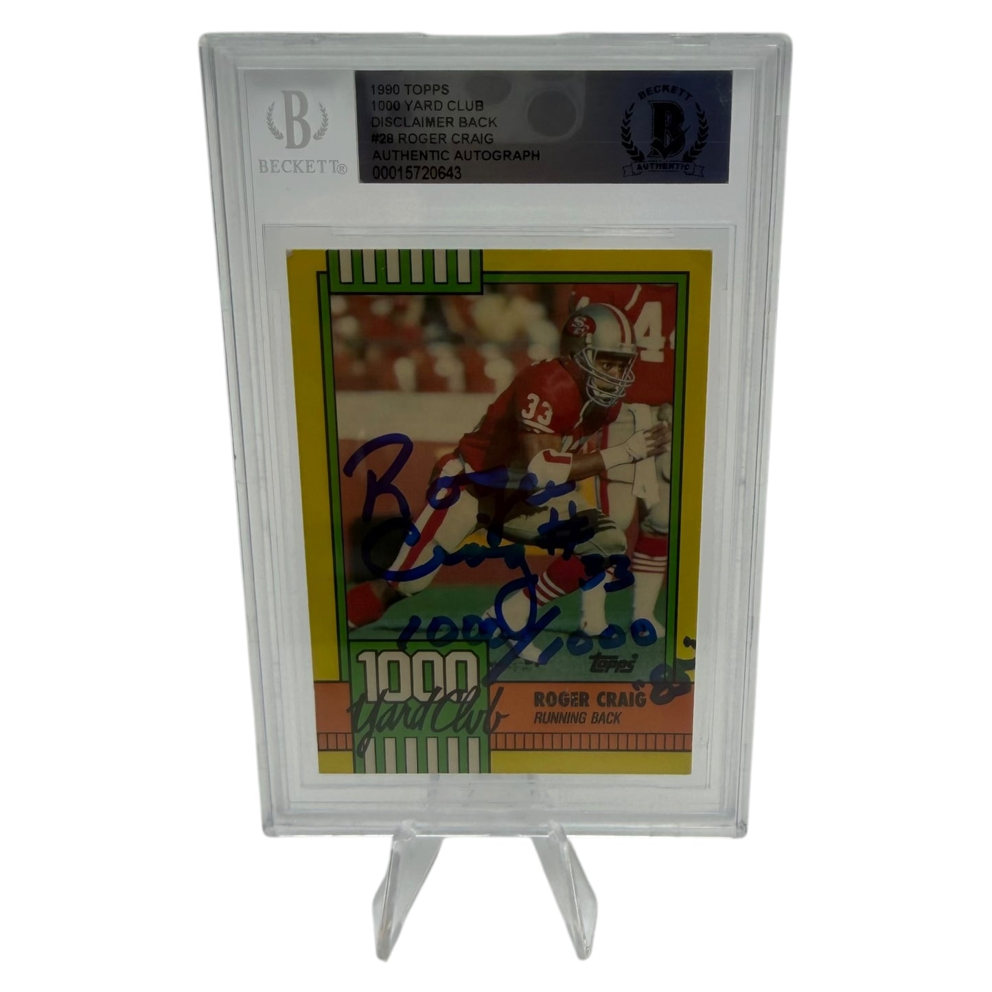 Roger Craig Signed San Francisco 49ers 1990 Topps Trading Card Beckett Slabbed