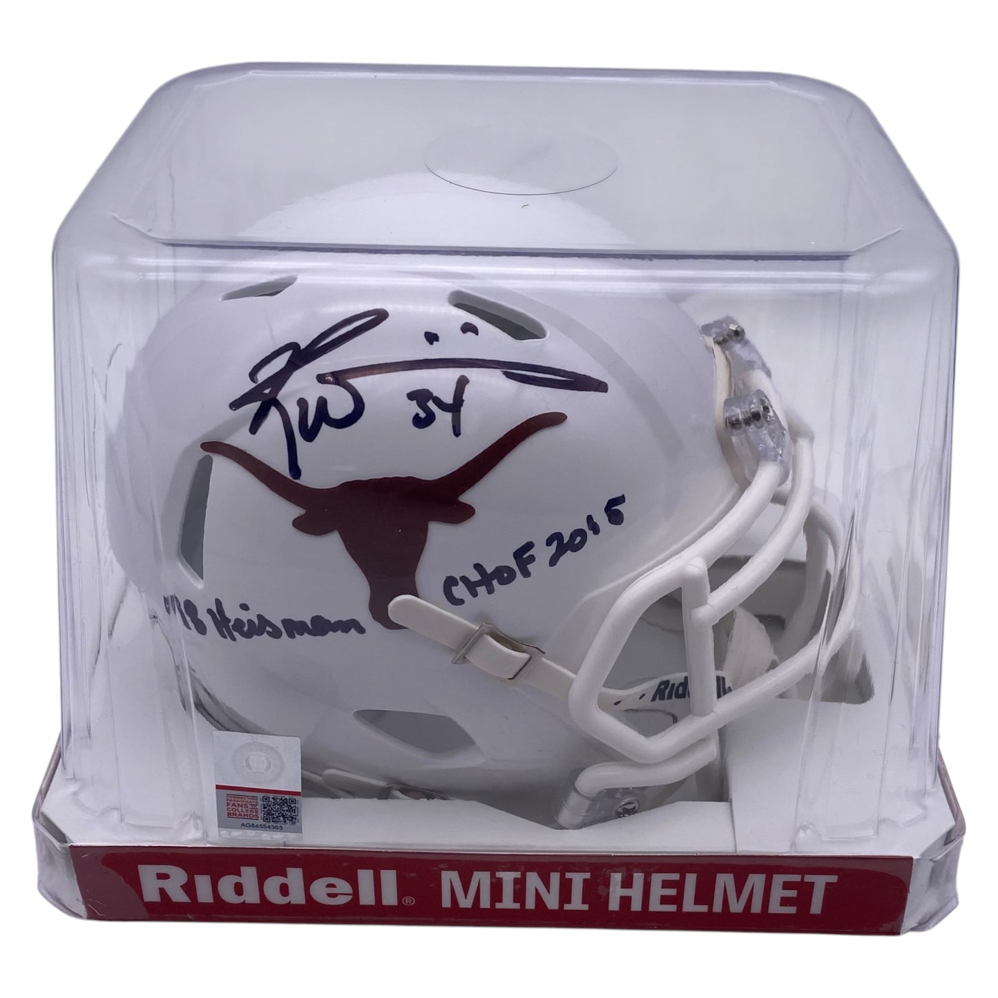 Ricky Williams Signed Texas Longhorns Mini Speed Football Helmet 98 Heisman 2015 CHOF