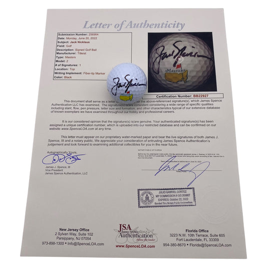 Jack Nicklaus Signed The Masters Golf Ball