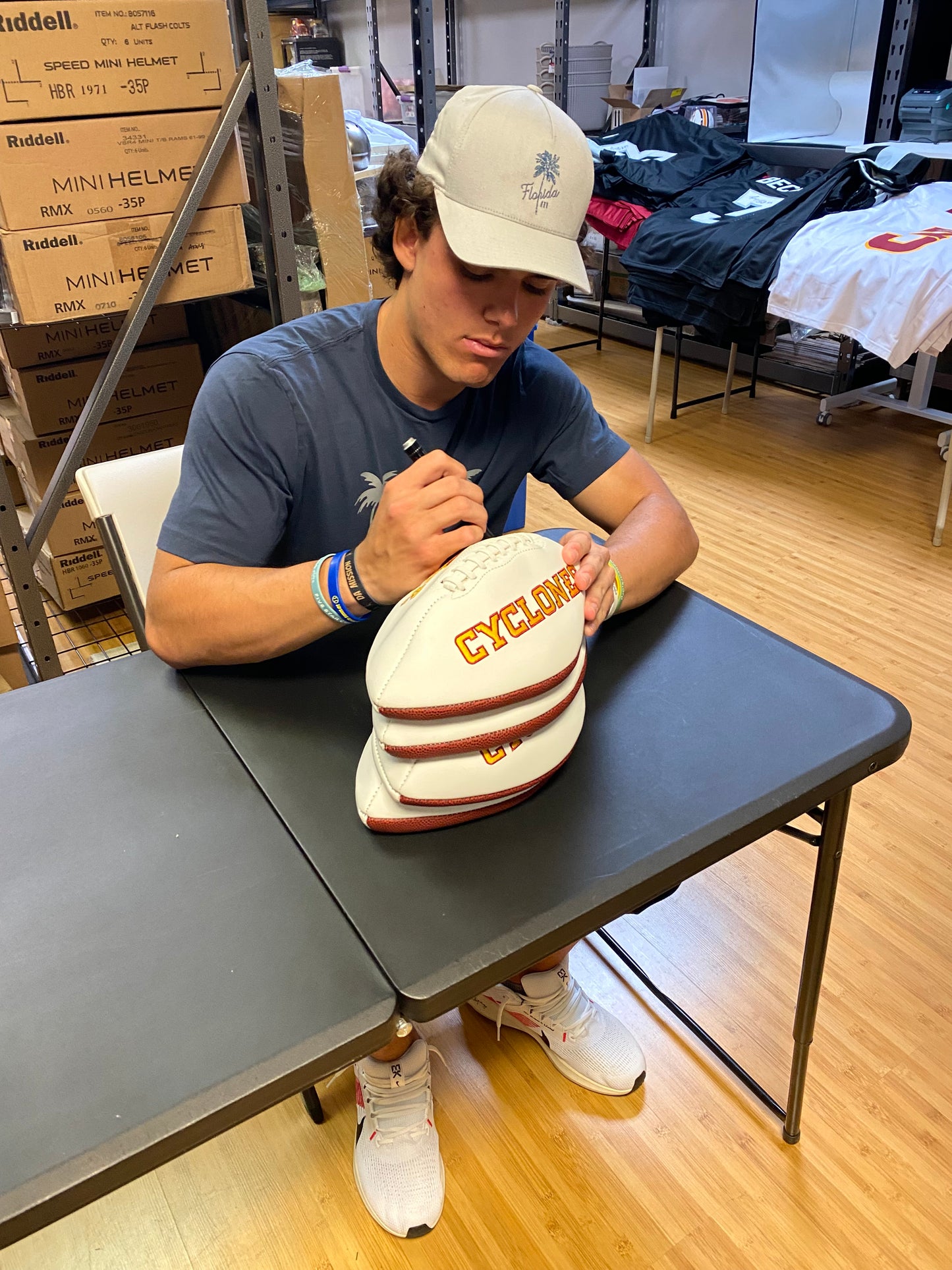 Rocco Becht Signed Iowa State Cyclones Logo Football