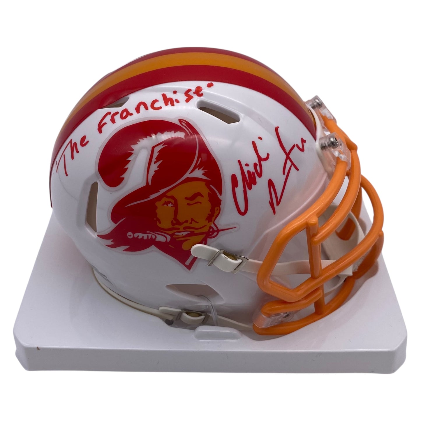 Chidi Ahanotu Signed Tampa Bay Buccaneers Throwback Mini Speed Football Helmet