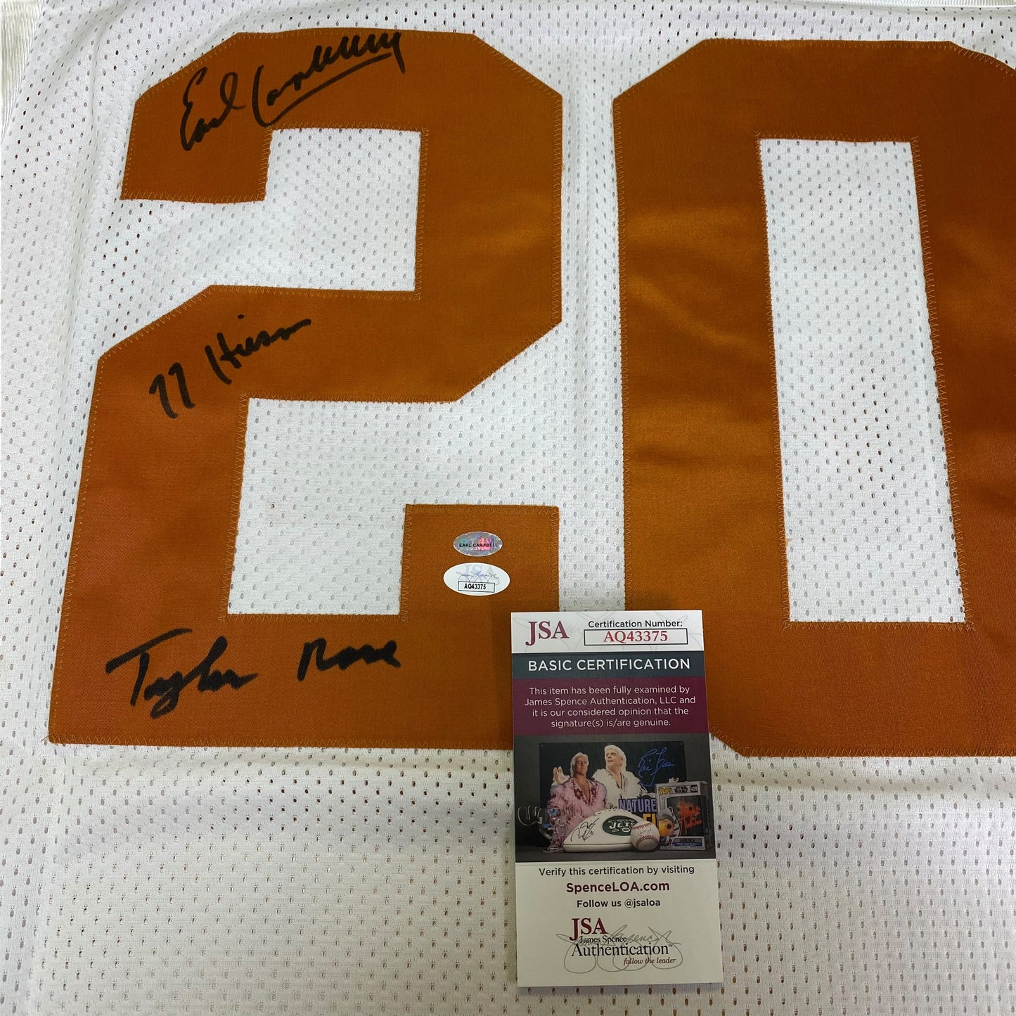 Earl Campbell Signed White #20 Nike Authentic Jersey - Texas Longhorns RB