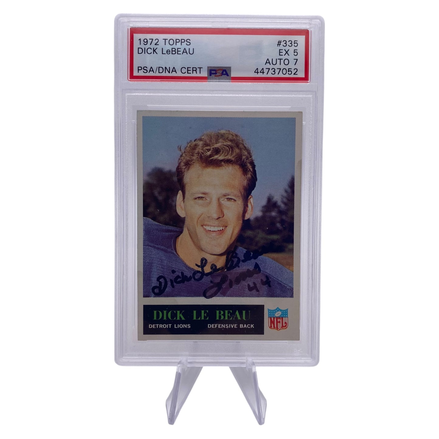 Dick LeBeau Signed 1972 Topps #335 Detroit Lions Rookie Card PSA/DNA 5 Autograph 7