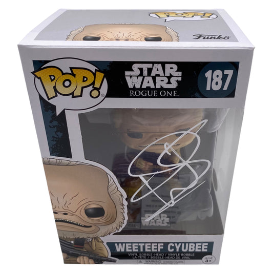 Funko Pop! Weeteef Cyubee Star Wars Rogue One #187 Signed by Warwick Davis