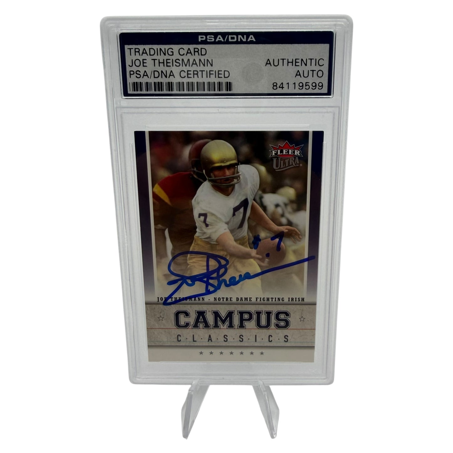 Joe Theismann Signed Notre Dame Fighting Irish 2006 Fleer Ultra Trading Card PSA/DNA Slabbed