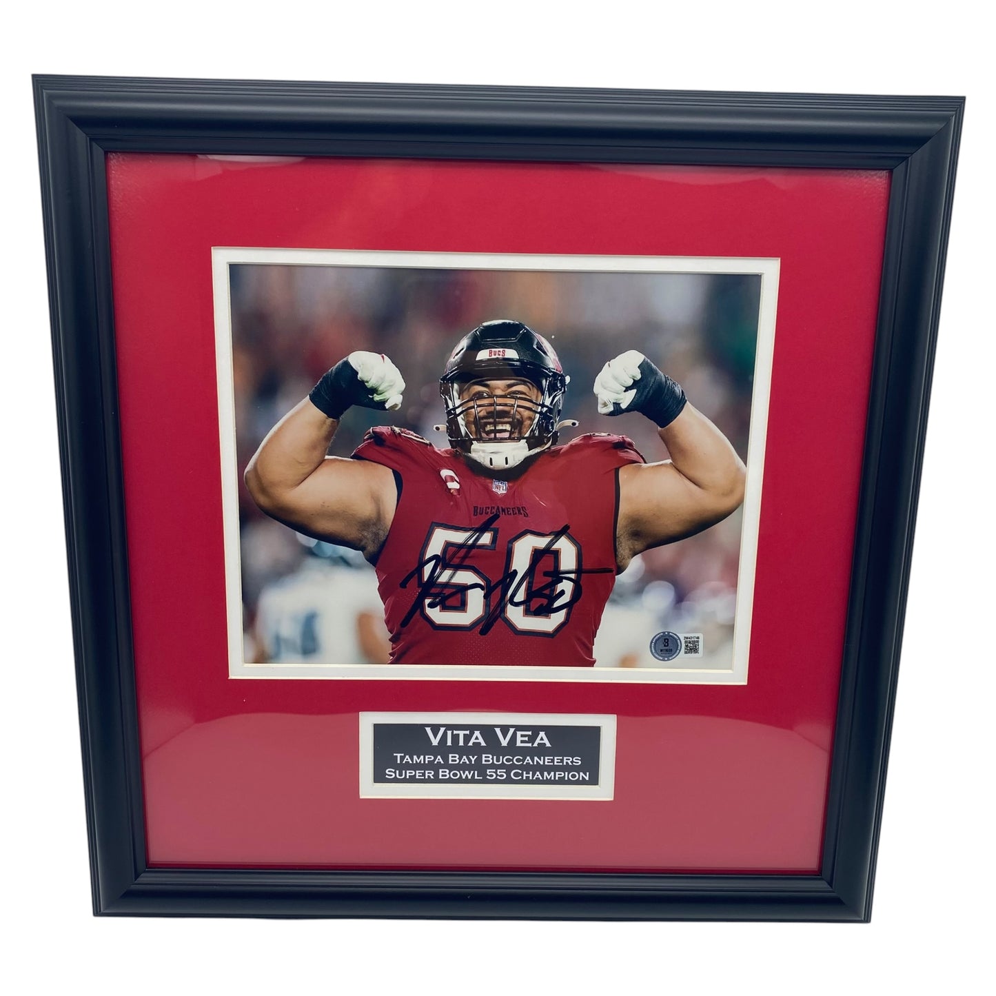 Vita Vea Signed Tampa Bay Buccaneers 8x10 Photo - Custom Framed
