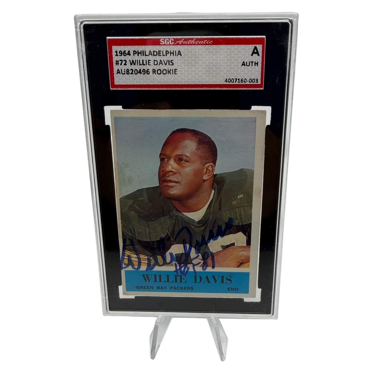 Willie Davis Signed Green Bay Packers 1964 Philadelphia Rookie Trading Card SGC Slabbed