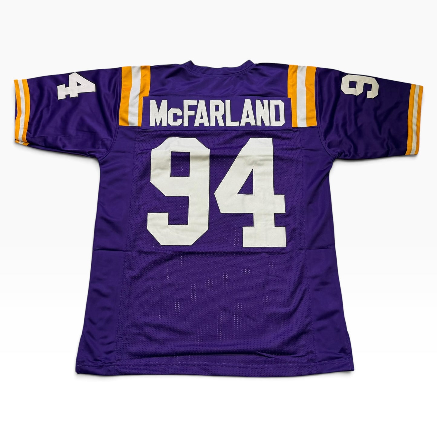 Booger McFarland Purple #94 Signed Stitched Jersey - LSU Tigers DL