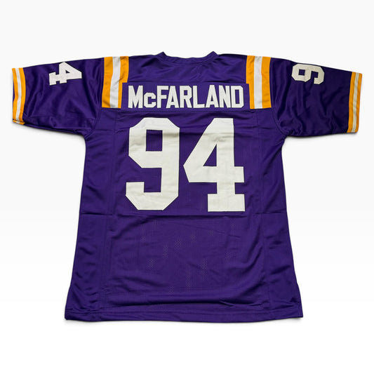 Booger McFarland Purple #94 Signed Stitched Jersey - LSU Tigers DL