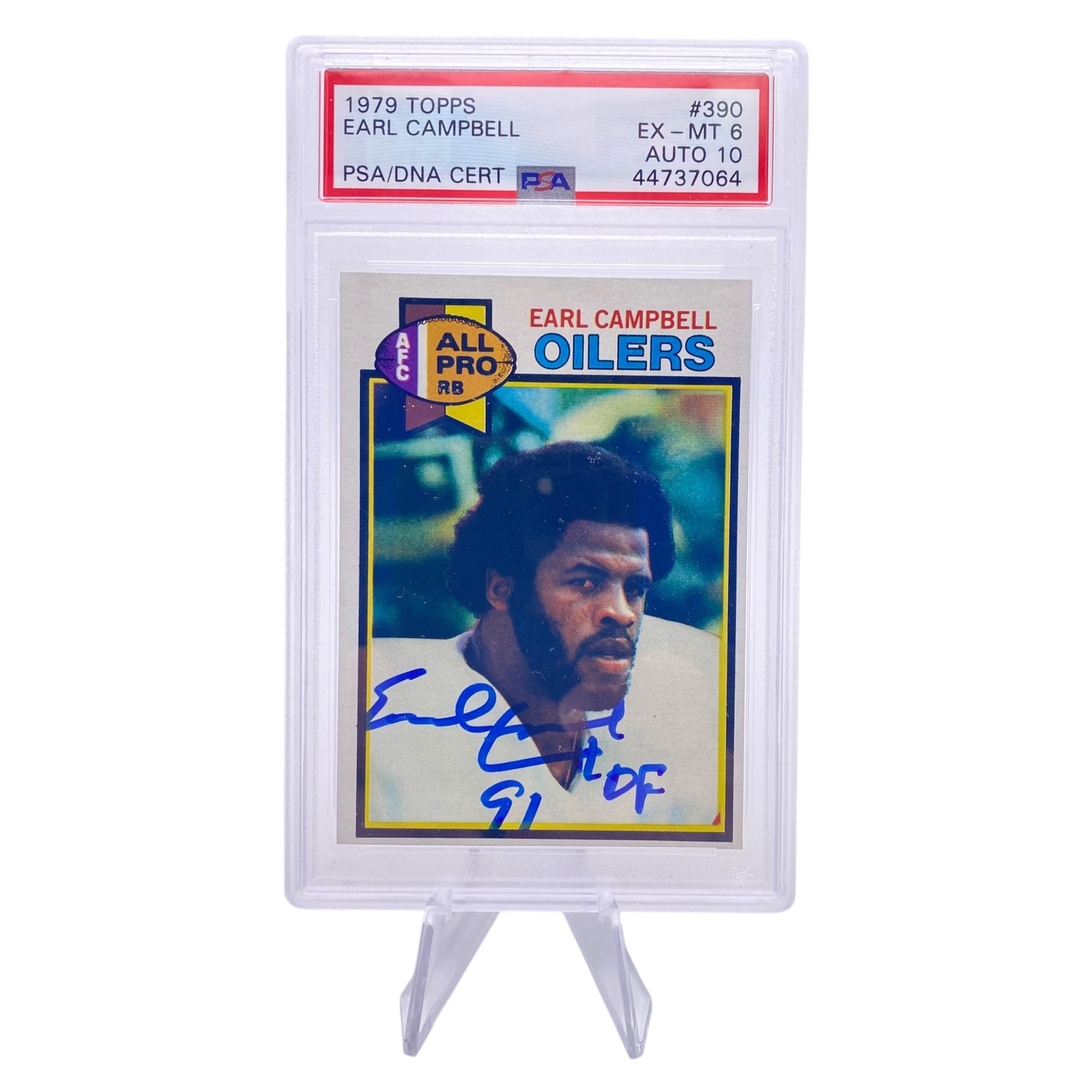 Earl Campbell Signed 1979 Topps #390 Houston Oilers Rookie Card PSA/DNA 6 Autograph 10