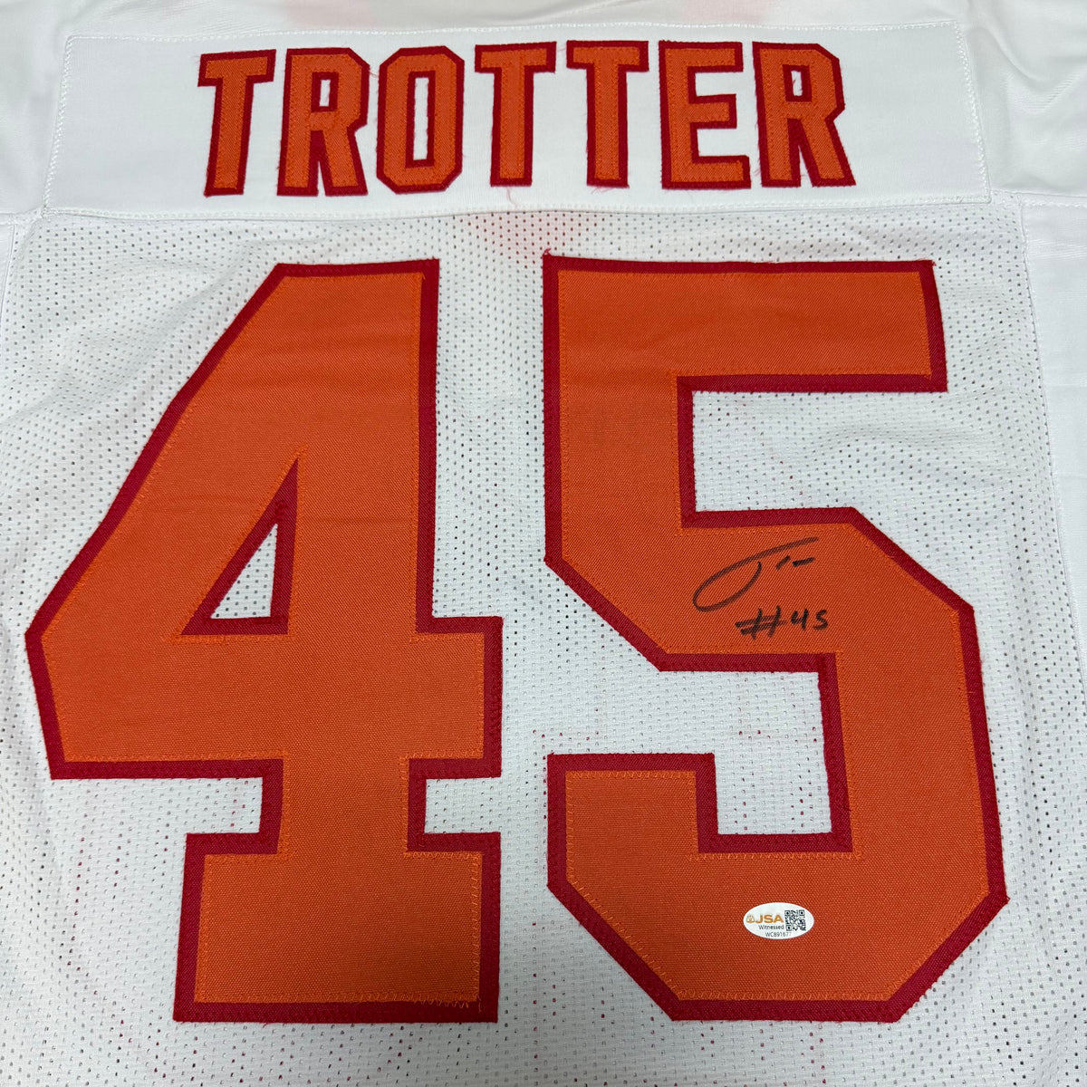 Josiah Trotter Signed White Creamsicle #45 Stitched Jersey - Tampa Bay Buccaneers LB