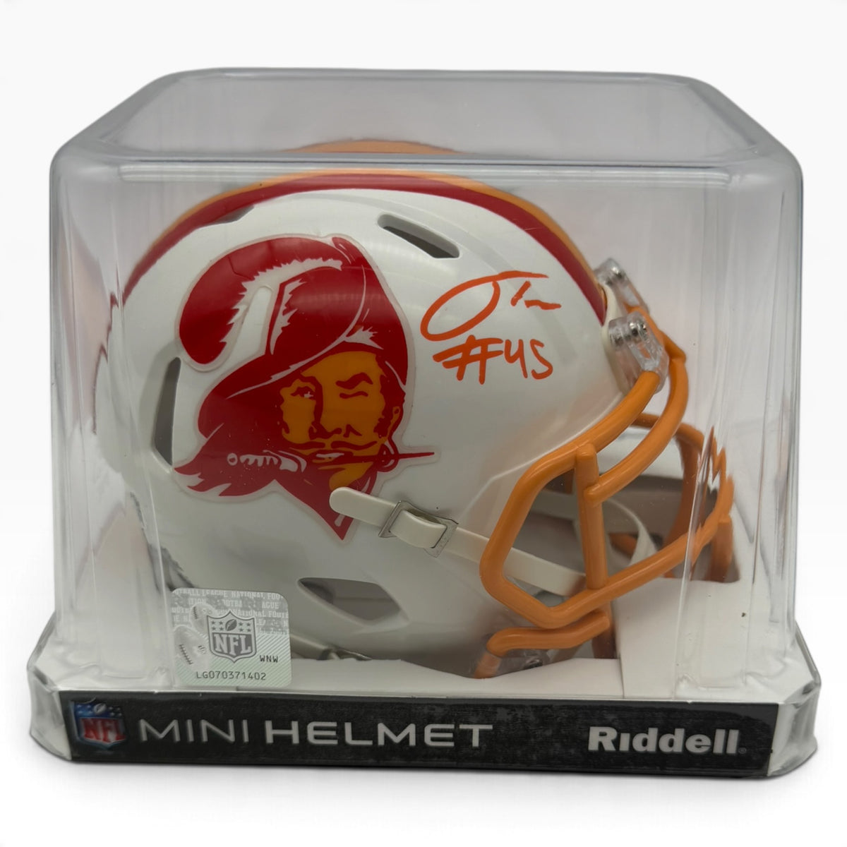 Josiah Trotter Signed Tampa Bay Buccaneers Creamsicle Speed Mini Helmet