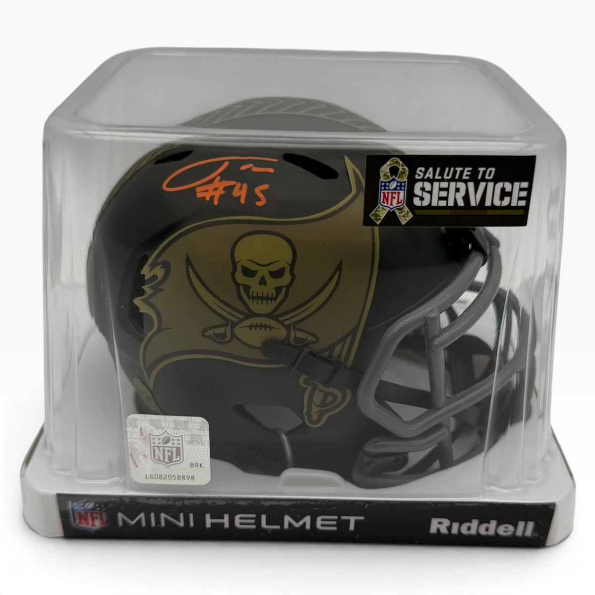 Josiah Trotter Signed Tampa Bay Buccaneers 2025 Salute to Service Alternate Speed Mini Helmet