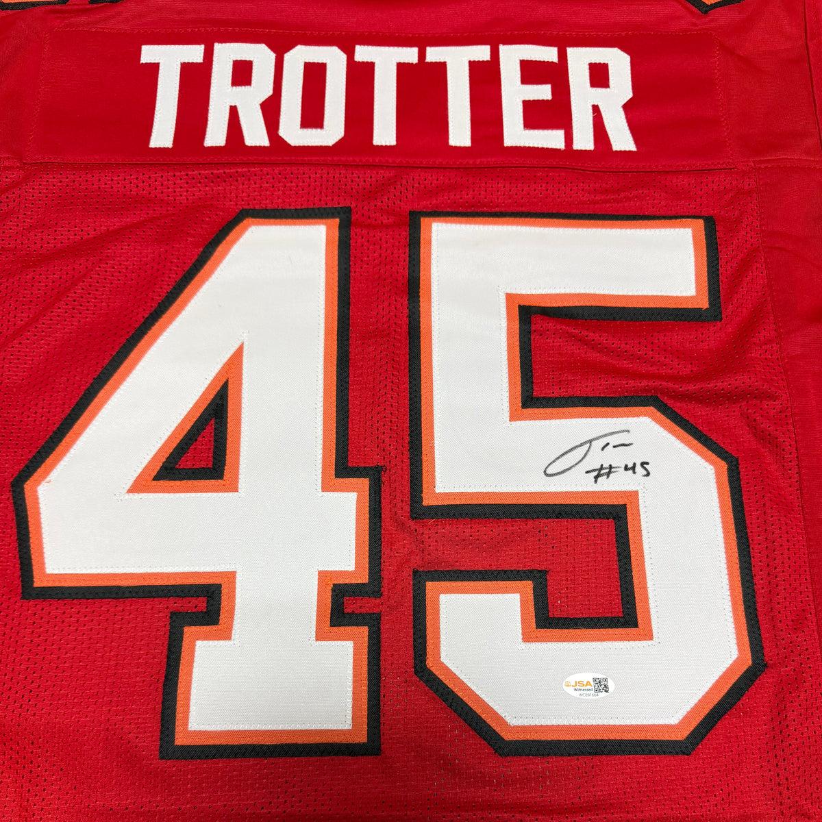 Josiah Trotter Signed Red #45 Stitched Jersey - Tampa Bay Buccaneers LB