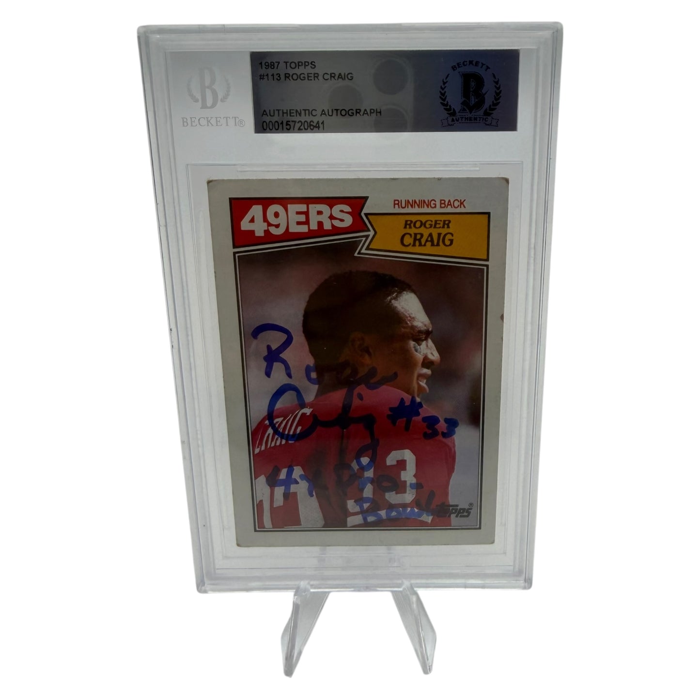 Roger Craig Signed San Francisco 49ers 1987 Topps Trading Card Beckett Slabbed