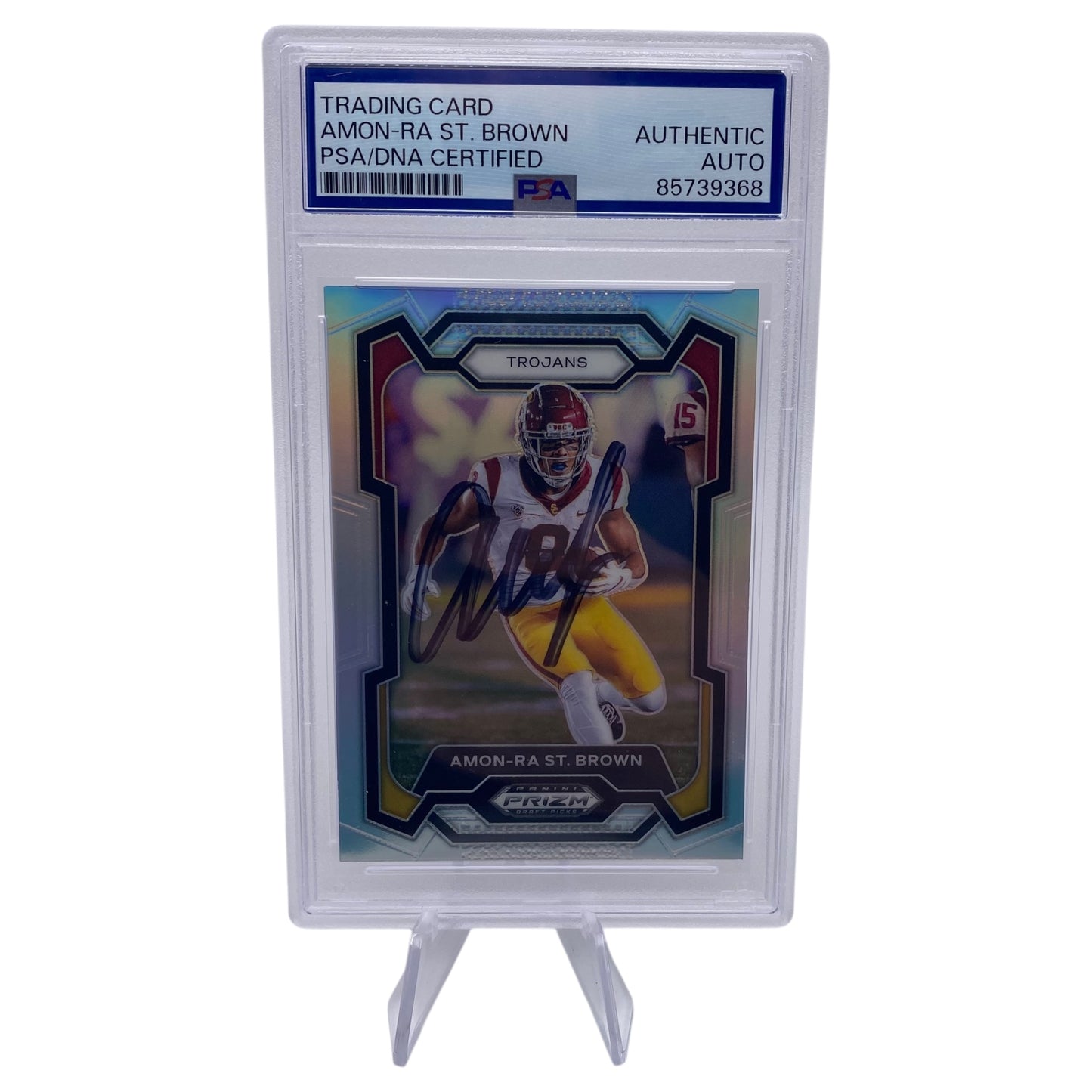 Amon-ra St. Brown Signed Detroit Lions 2024 Panini Prizm Draft Picks Trading Card PSA/DNA Slabbed