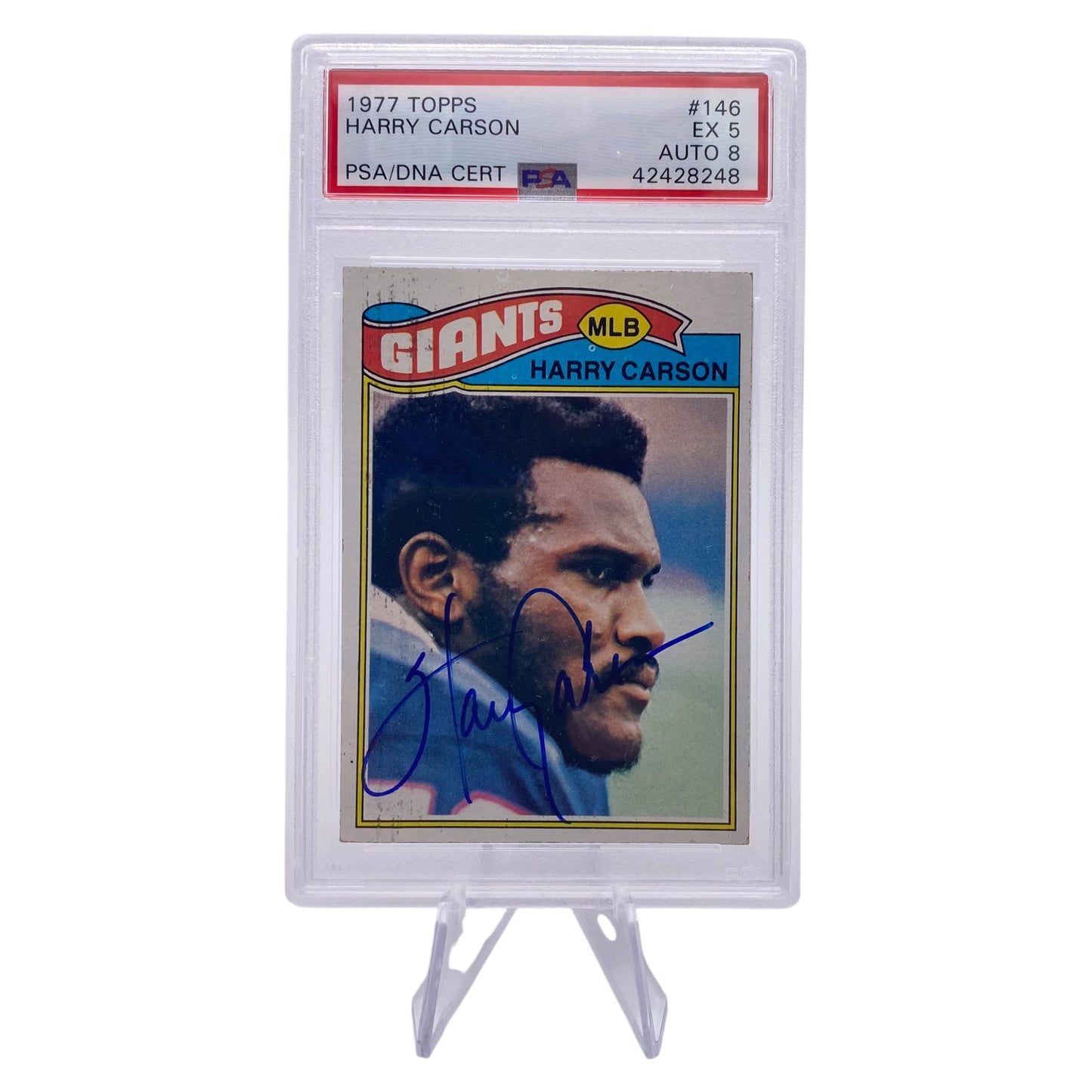 Harry Carson Signed 1977 Topps #146 New York Giants Rookie Card PSA/DNA 5 Autograph 8