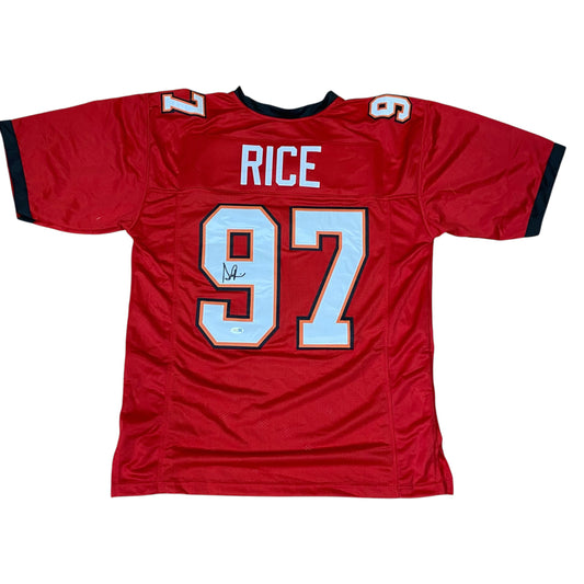 Simeon Rice signed Red #97 stitched jersey - Tampa Bay Buccaneers DE