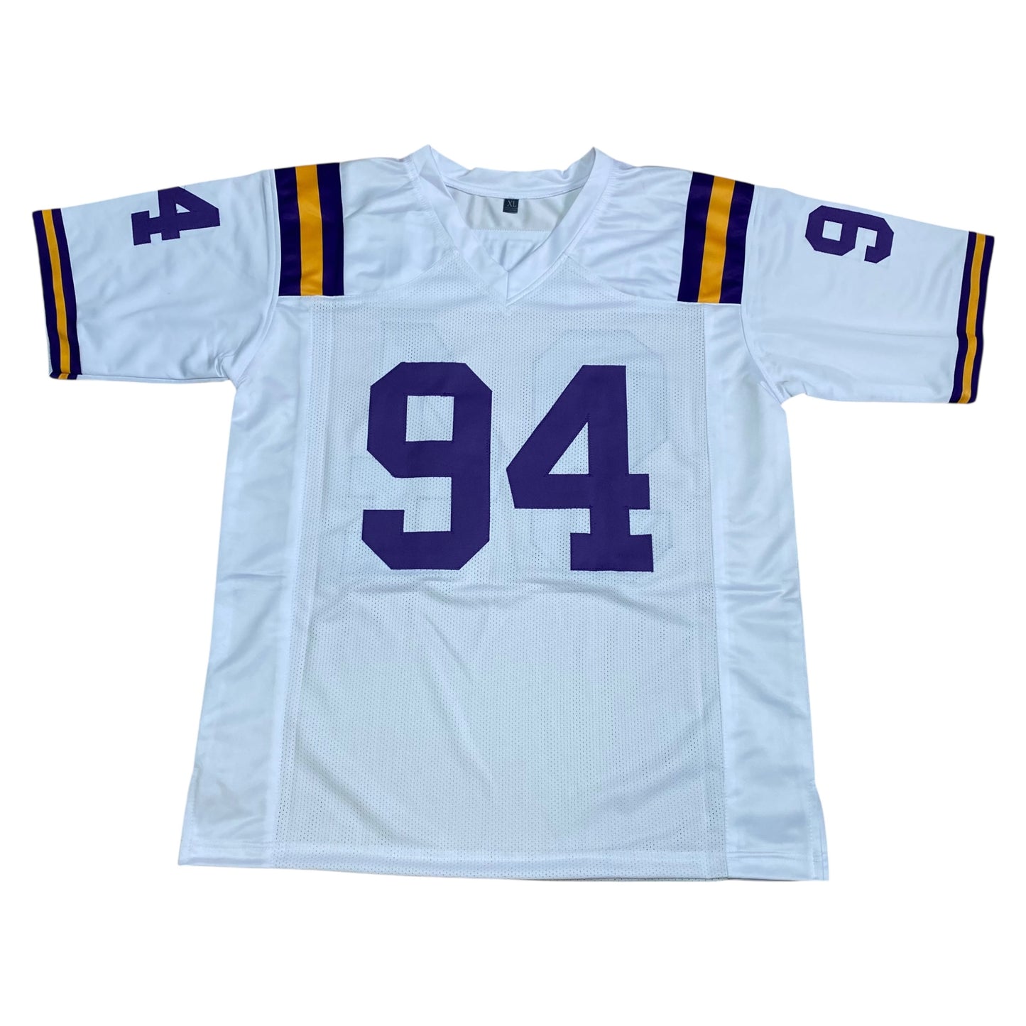 Anthony Booger McFarland Signed White #94 Stitched Jersey - LSU Tigers DL