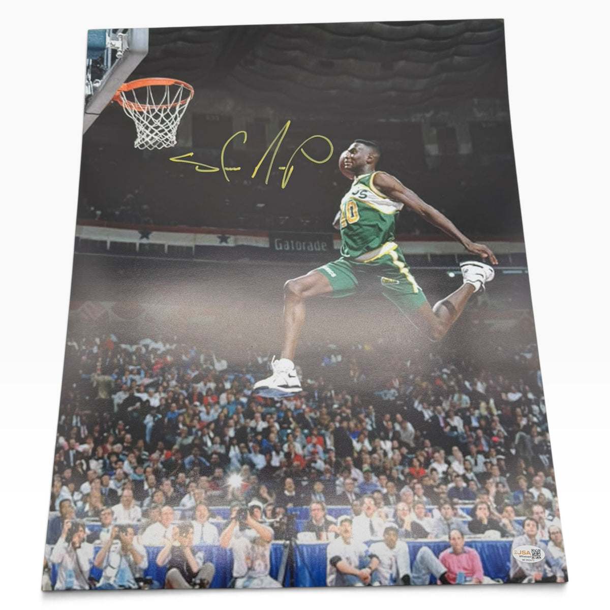 Shawn Kemp Signed Slam Dunk 16x20 Photo