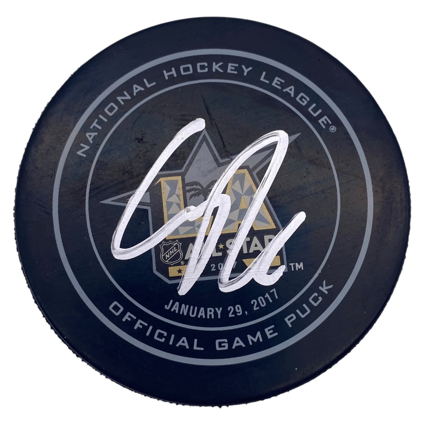 Connor McDavid Signed 2017 Los Angeles All Star Game Puck Edmonton Oilers