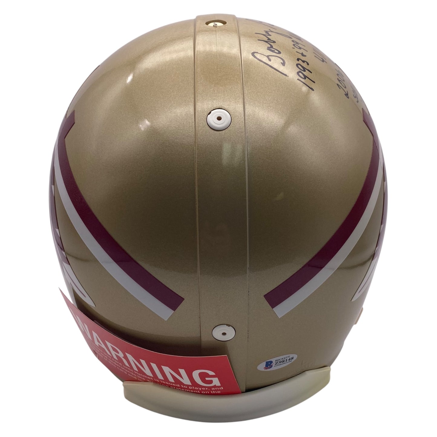 Coach Bobby Bowden Career Achievements Signed Florida State Seminoles Full Size Authentic Football Helmet