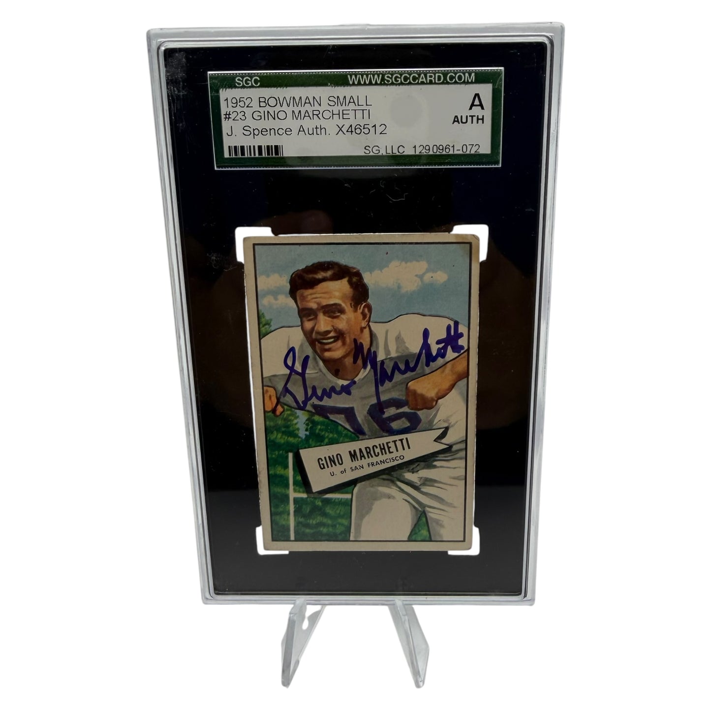 Gino Marchetti Signed Baltimore Colts 1952 Bowman Small Rookie Trading Card SGC Slabbed