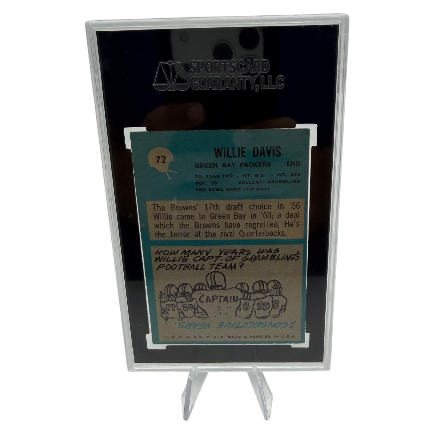 Willie Davis Signed Green Bay Packers 1964 Philadelphia Rookie Trading Card SGC Slabbed